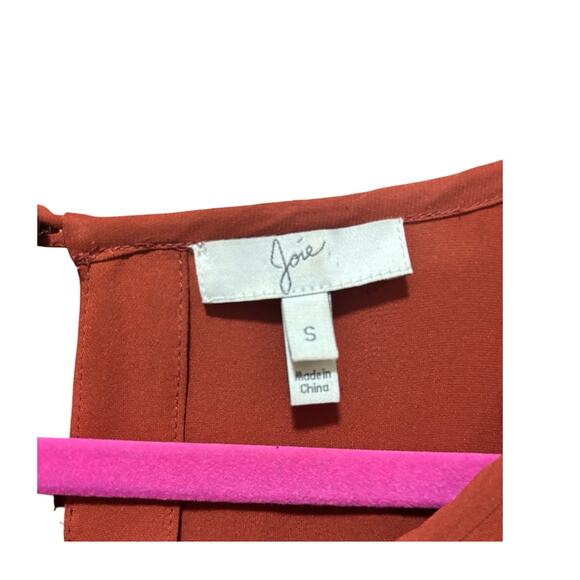 Joie Rancher Silk Cap Sleeve Top | Burnt Orange Keyhole Blouse | Size Small - Picture 4 of 7